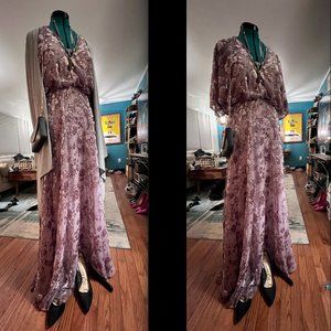 Zac Posen Floral Devore Short-Sleeve Gown